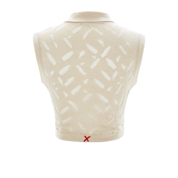 PCFG Cropped Ripped Knit Top in Fog - Picture 5 of 9